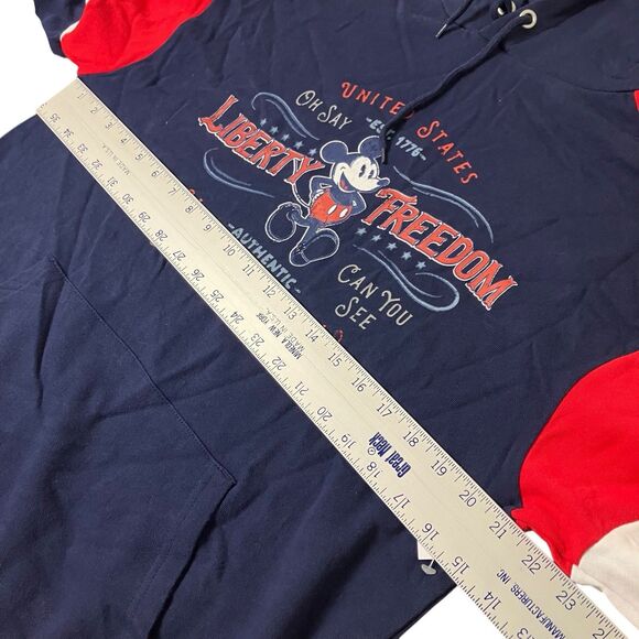Disney Parks Hoodie Mens M Blue Americana Patriotic Mickey Mouse Disneyland Red - Picture 6 of 12